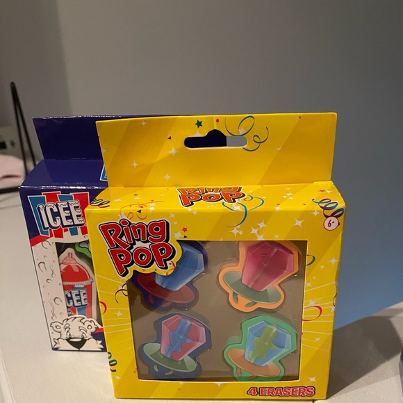 Kids erasers set of 4 packs icee ring pop tootsie roll all new in boxes - Picture 5 of 5